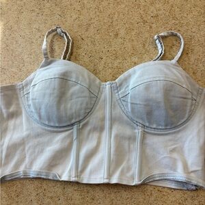WHIT Blue Crop Top with Structured Cups and Adjustable Straps